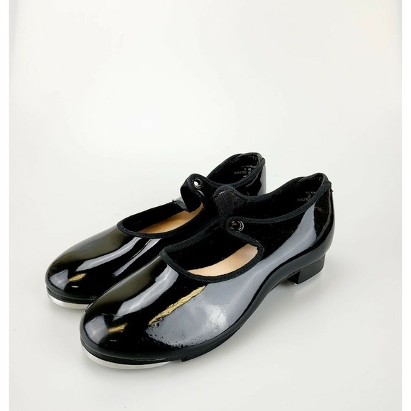Capezio Other - Dance Performance Tap Shoes Girls 2 Black Leather Glossy Mary Jane CAPEZIO